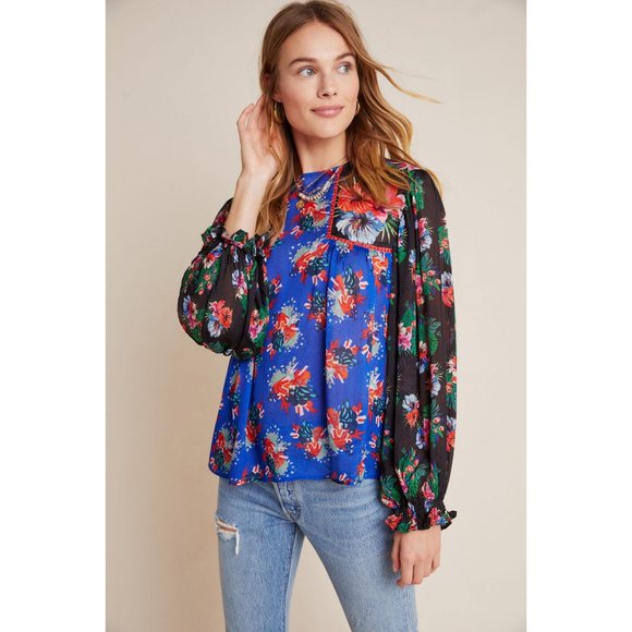 Anthropologie Tops - Anthropologie Floral Miranda Puff-Sleeve Peasant